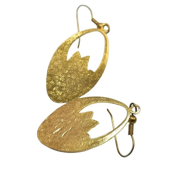 Multicolor Enamel Floral Cloisonné Dangle Drop Earrings Gold Tone Vintage - Picture 4 of 5